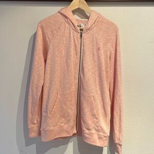 Volcom Logo Zip Sweatshirt Hoodie, Heathered Pink, Size L